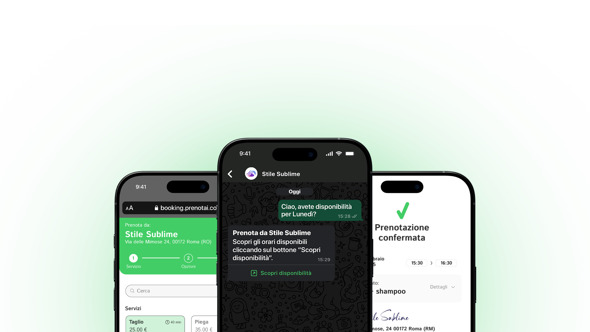 mobile phone with chat open on Prenot.ai