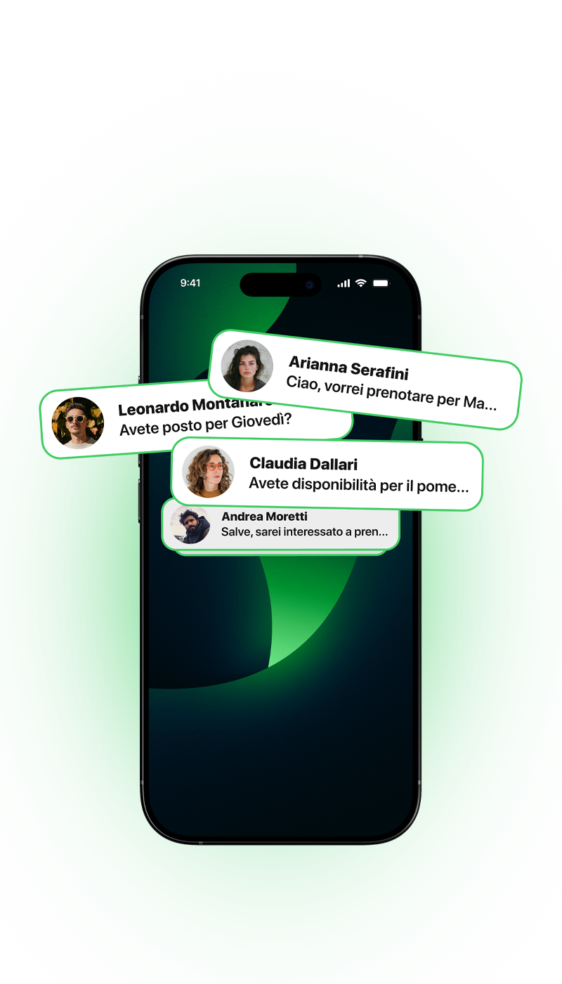 mobile phone with chat open on Prenot.ai