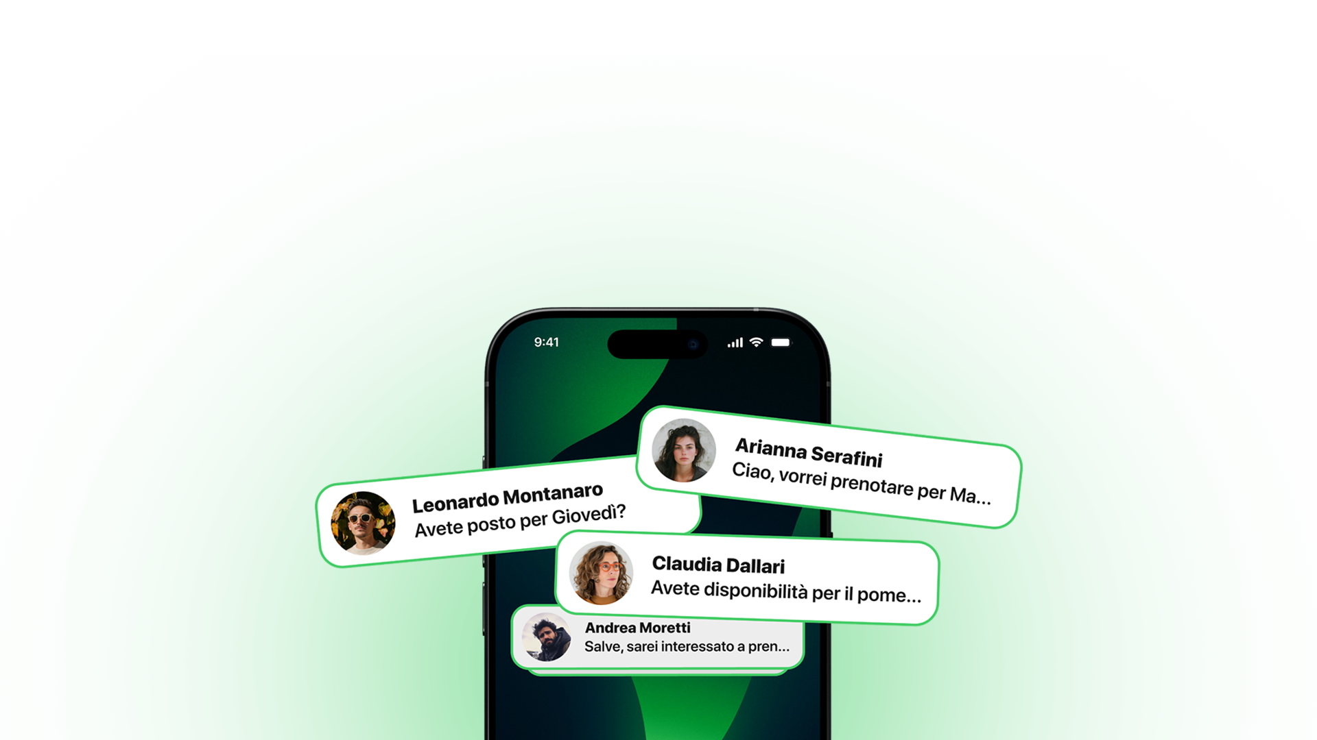 mobile phone with chat open on Prenot.ai